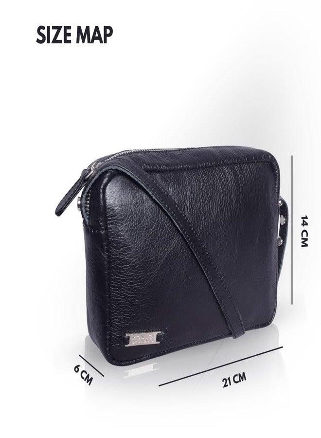 تبختر حقيبة كتف جلدية صغيرة الحجم من ستروت للنساء، حقيبة يد أنيقة ومتعددة الاستخدامات، حقيبة كتف قابلة للتعديل للاستخدام اليومي والسفر، تصميم متين وواسع - أسود - Image 2